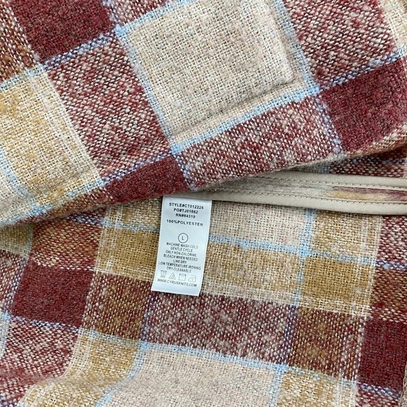 Cyrus Brushed Plaid Button Jacket Shacket Camel Burgundy NWT Statement Maker - Picture 6 of 9